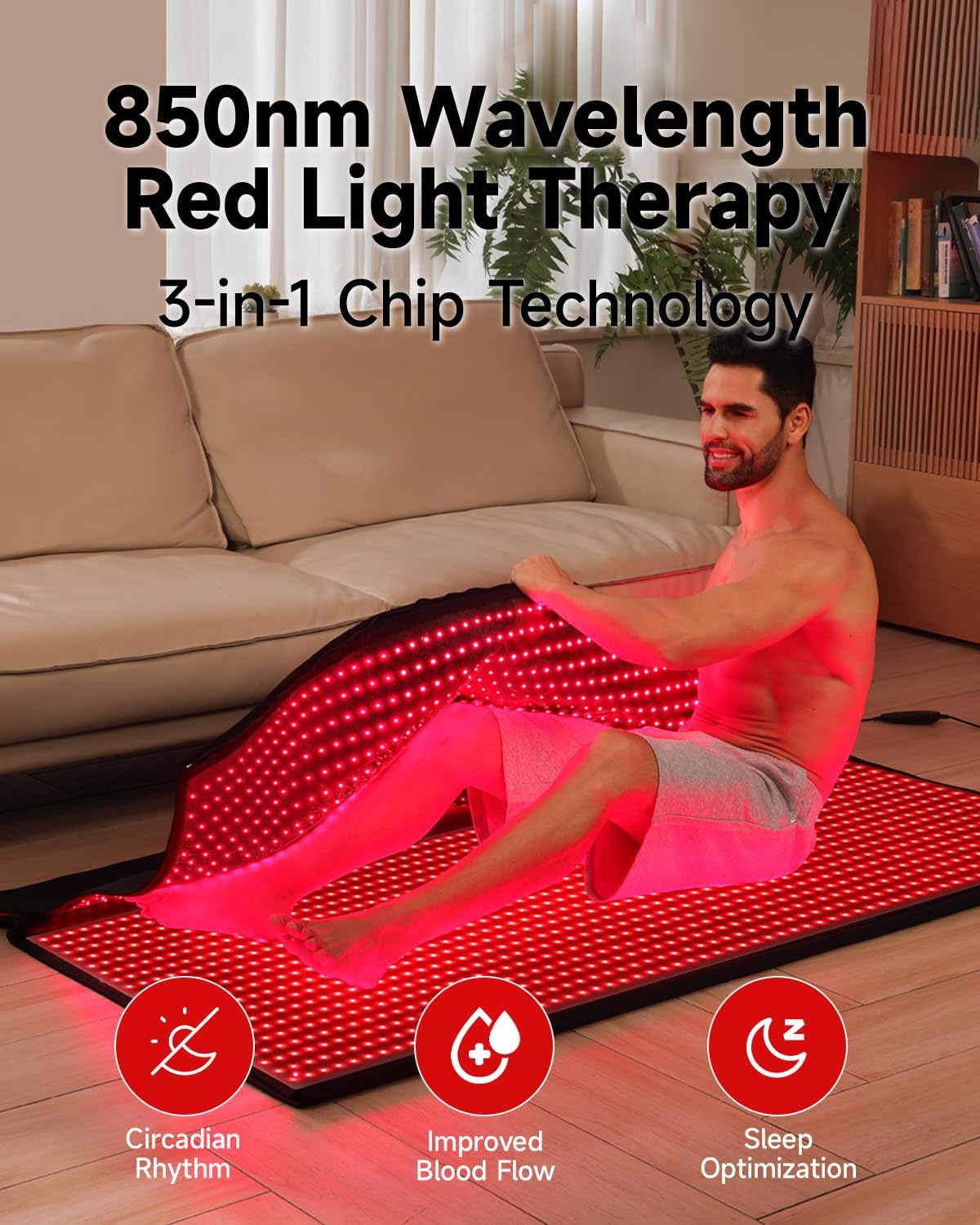 MEGELIN Ganzkörper Rotlichttherapie-Tasche mit Infrarot-Technologie, 180 x 80 cm, 2520 LEDs für effektive Home-Anwendungen